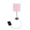 LimeLights 19.5" Stick Lamp with Charging Outlet and Fabric Shade